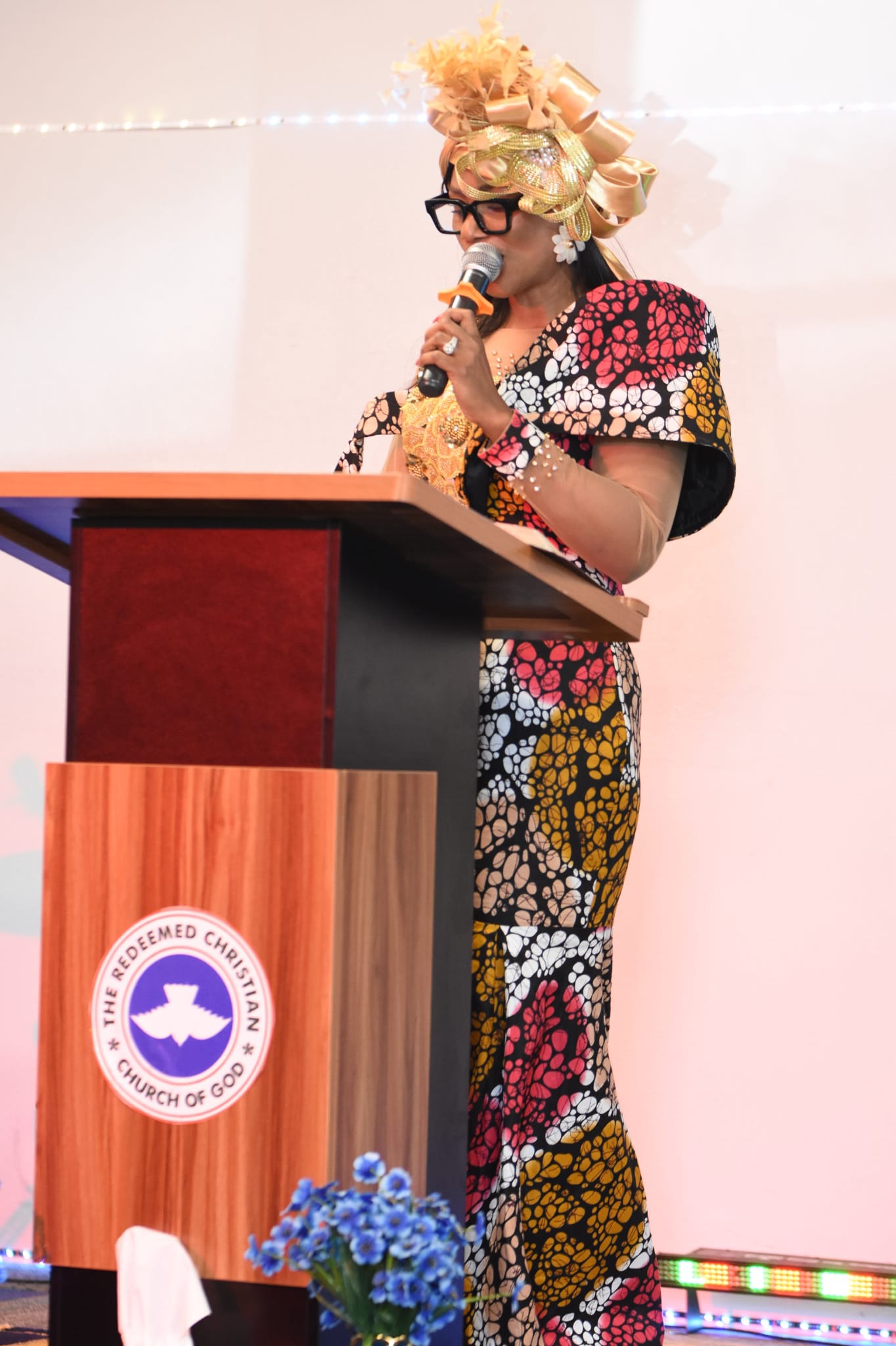 Margaret Antia Okhihan speaking at Mother's Day event